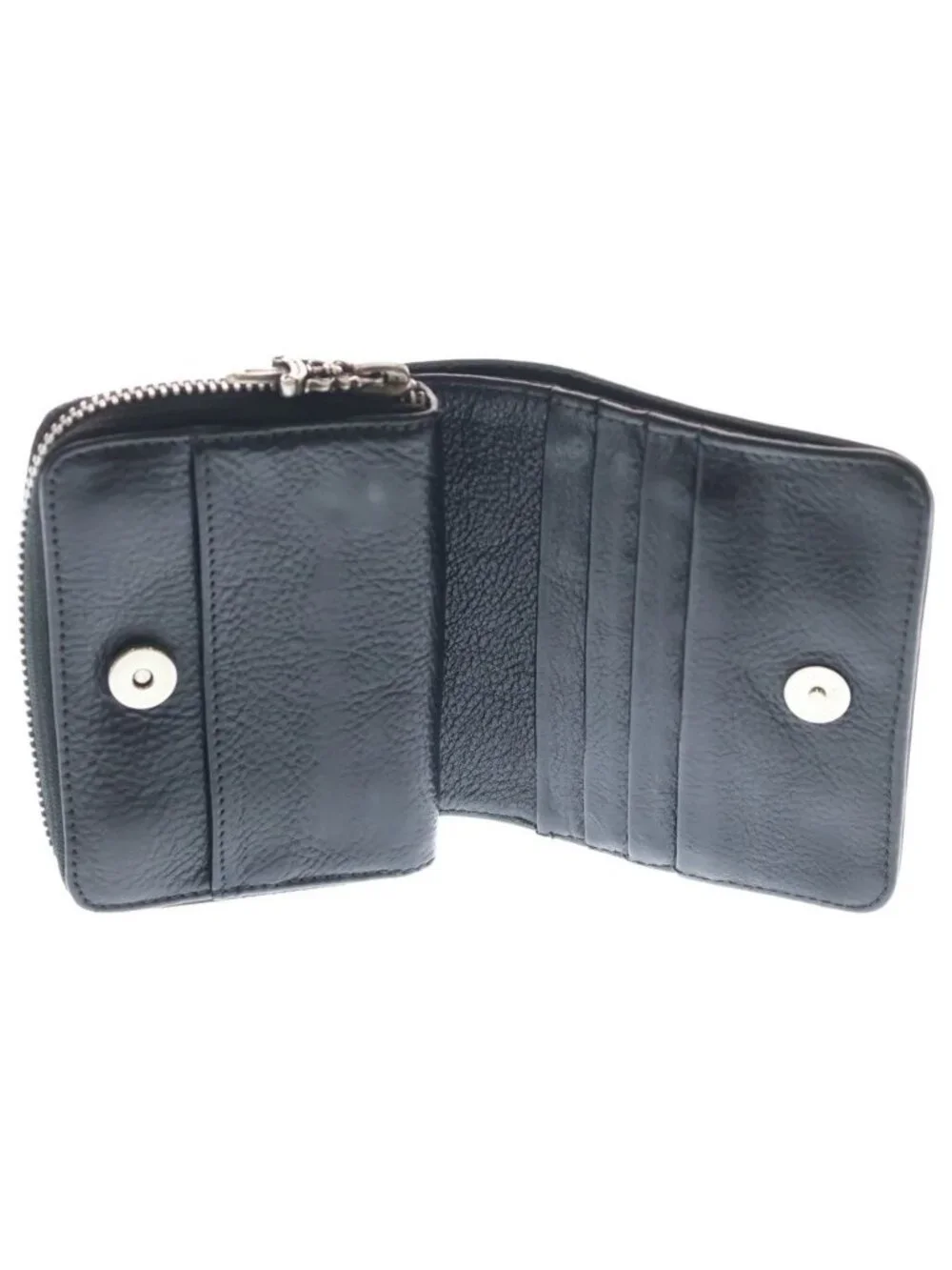 Chrome Hearts SQ Zip Bill Square Zip Leather Wallet Black